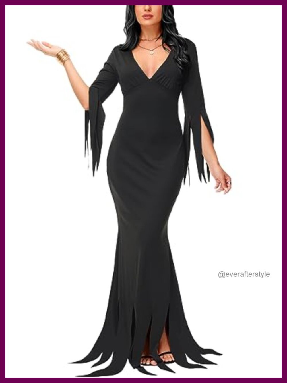 AOBUTE Women's Halloween Costume V-Neck Bodycon Maxi Dress Long Sleeve